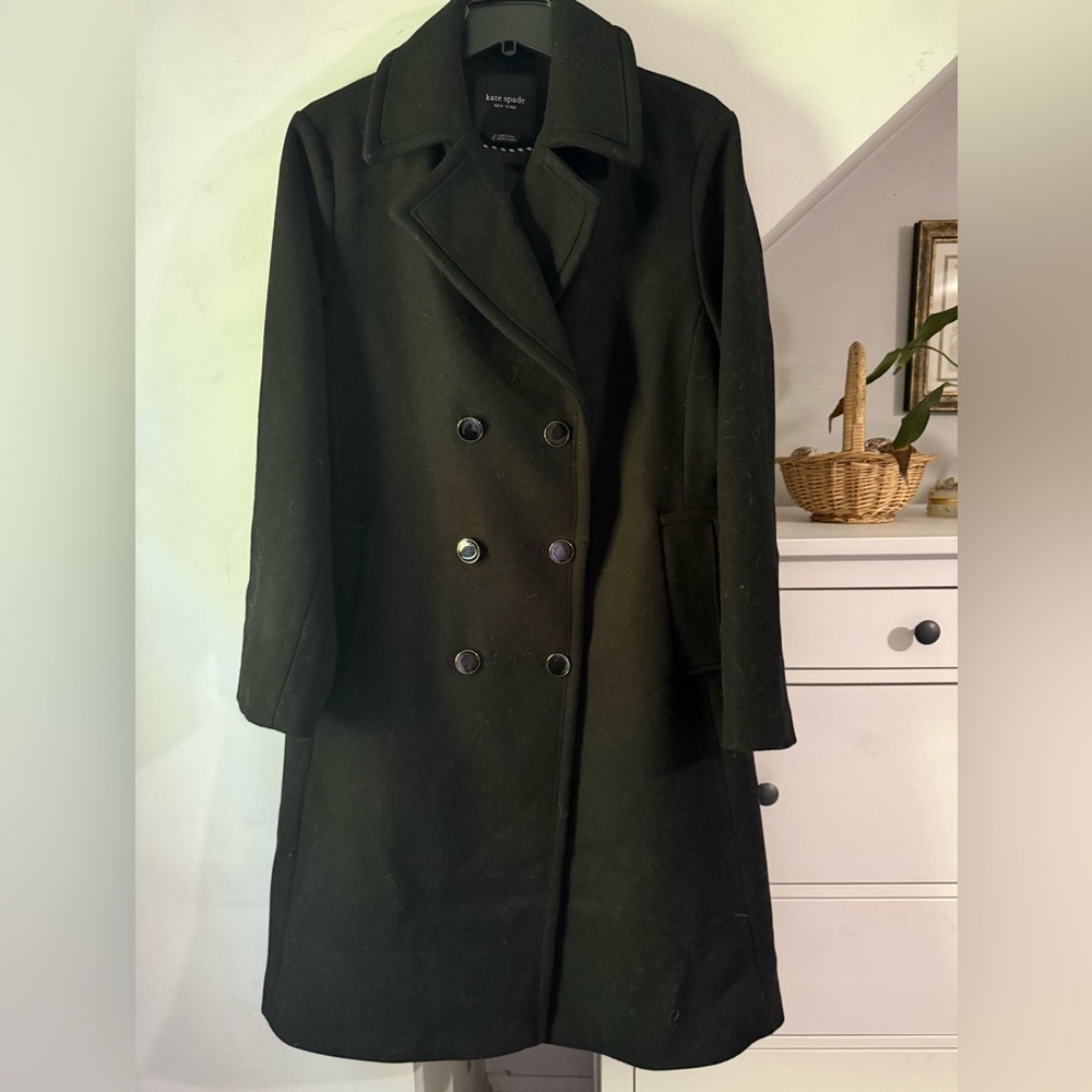 kate spade Black Double-Breasted Wool coat NEW
